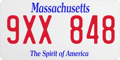 MA license plate 9XX848