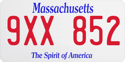 MA license plate 9XX852