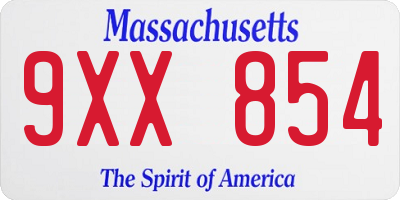 MA license plate 9XX854