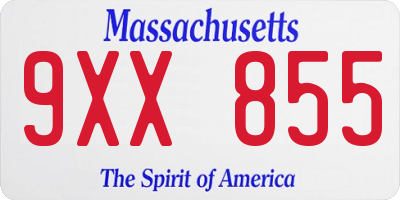 MA license plate 9XX855