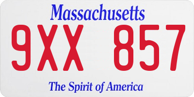 MA license plate 9XX857