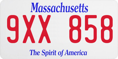 MA license plate 9XX858