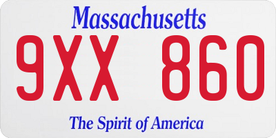 MA license plate 9XX860