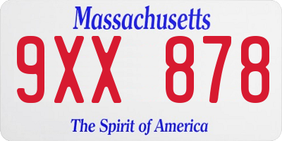 MA license plate 9XX878
