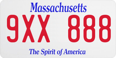 MA license plate 9XX888