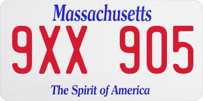 MA license plate 9XX905