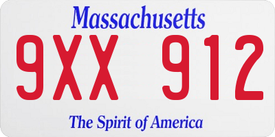 MA license plate 9XX912