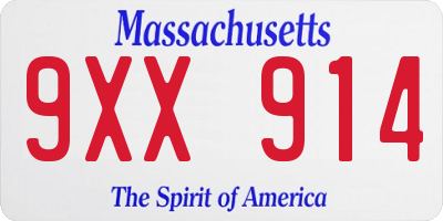 MA license plate 9XX914