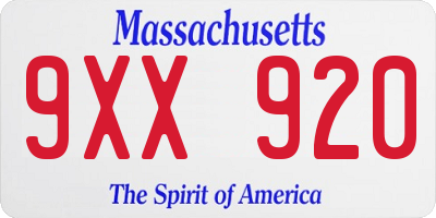 MA license plate 9XX920