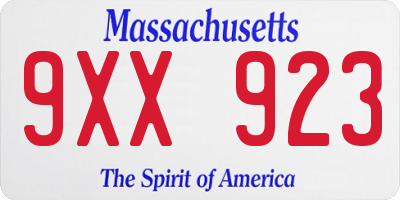 MA license plate 9XX923