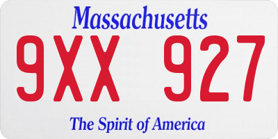MA license plate 9XX927