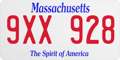 MA license plate 9XX928