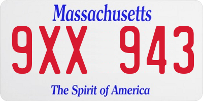 MA license plate 9XX943