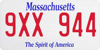 MA license plate 9XX944