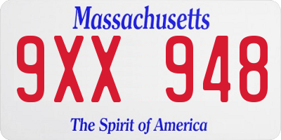 MA license plate 9XX948
