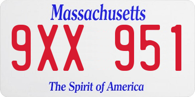 MA license plate 9XX951
