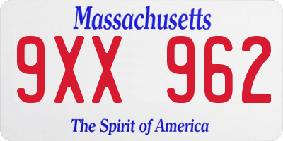 MA license plate 9XX962