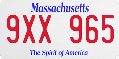 MA license plate 9XX965