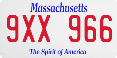 MA license plate 9XX966