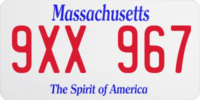 MA license plate 9XX967