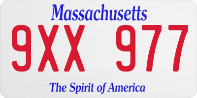 MA license plate 9XX977