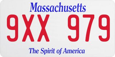 MA license plate 9XX979