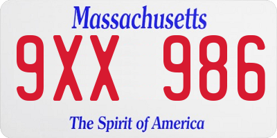 MA license plate 9XX986