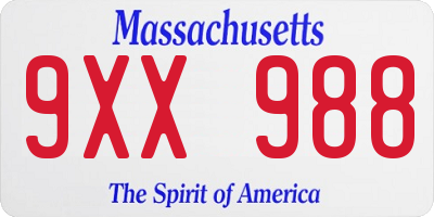 MA license plate 9XX988