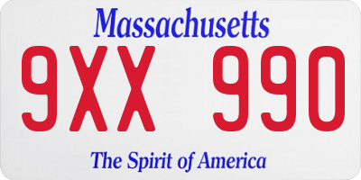 MA license plate 9XX990