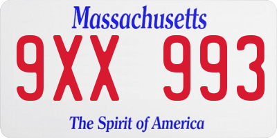 MA license plate 9XX993