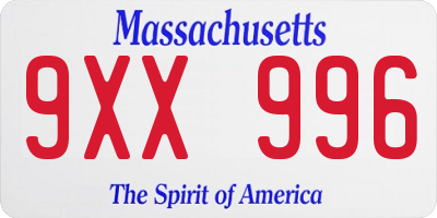 MA license plate 9XX996