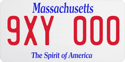 MA license plate 9XY000