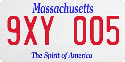 MA license plate 9XY005