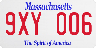 MA license plate 9XY006