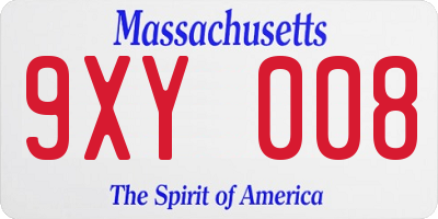 MA license plate 9XY008