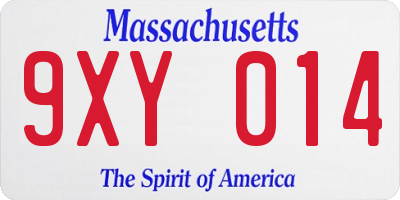 MA license plate 9XY014