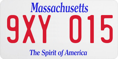 MA license plate 9XY015