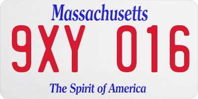 MA license plate 9XY016