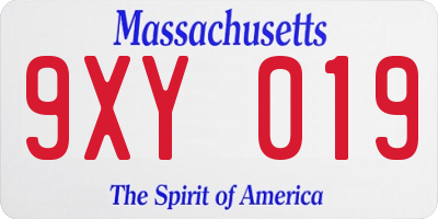 MA license plate 9XY019