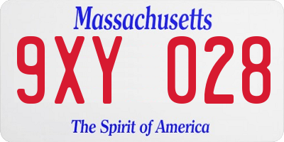 MA license plate 9XY028