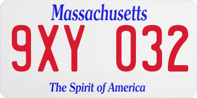 MA license plate 9XY032