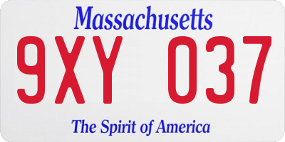MA license plate 9XY037