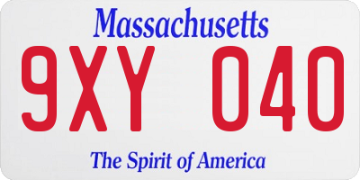 MA license plate 9XY040