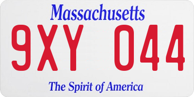 MA license plate 9XY044