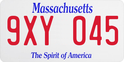 MA license plate 9XY045