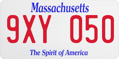 MA license plate 9XY050