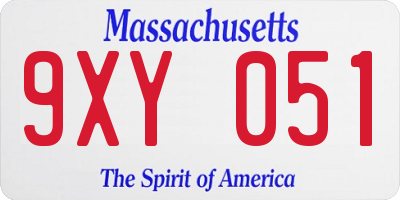 MA license plate 9XY051