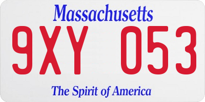 MA license plate 9XY053
