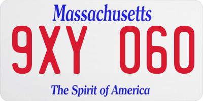 MA license plate 9XY060