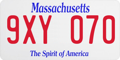 MA license plate 9XY070